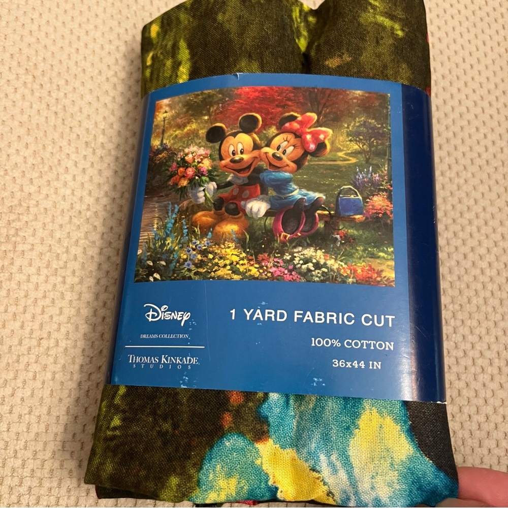 Disney Mickey & Minnie Sweetheart Park Thomas Kinkade Cotton Fabric Panel